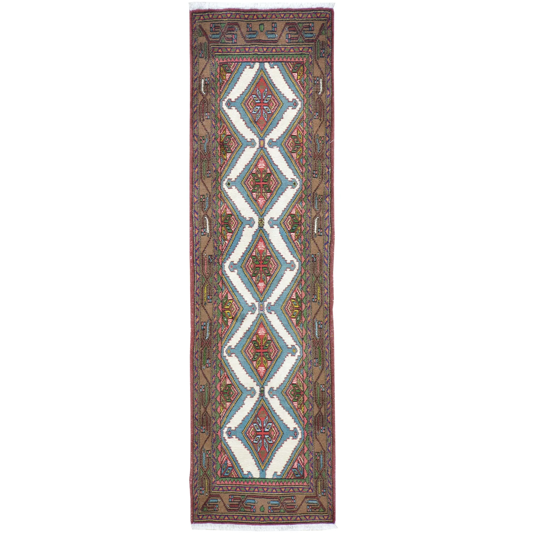 Hand-Knotted Vintage Tribal Rug 100% Wool Handmade (Size 2.7 X 9.1) Brral-2760