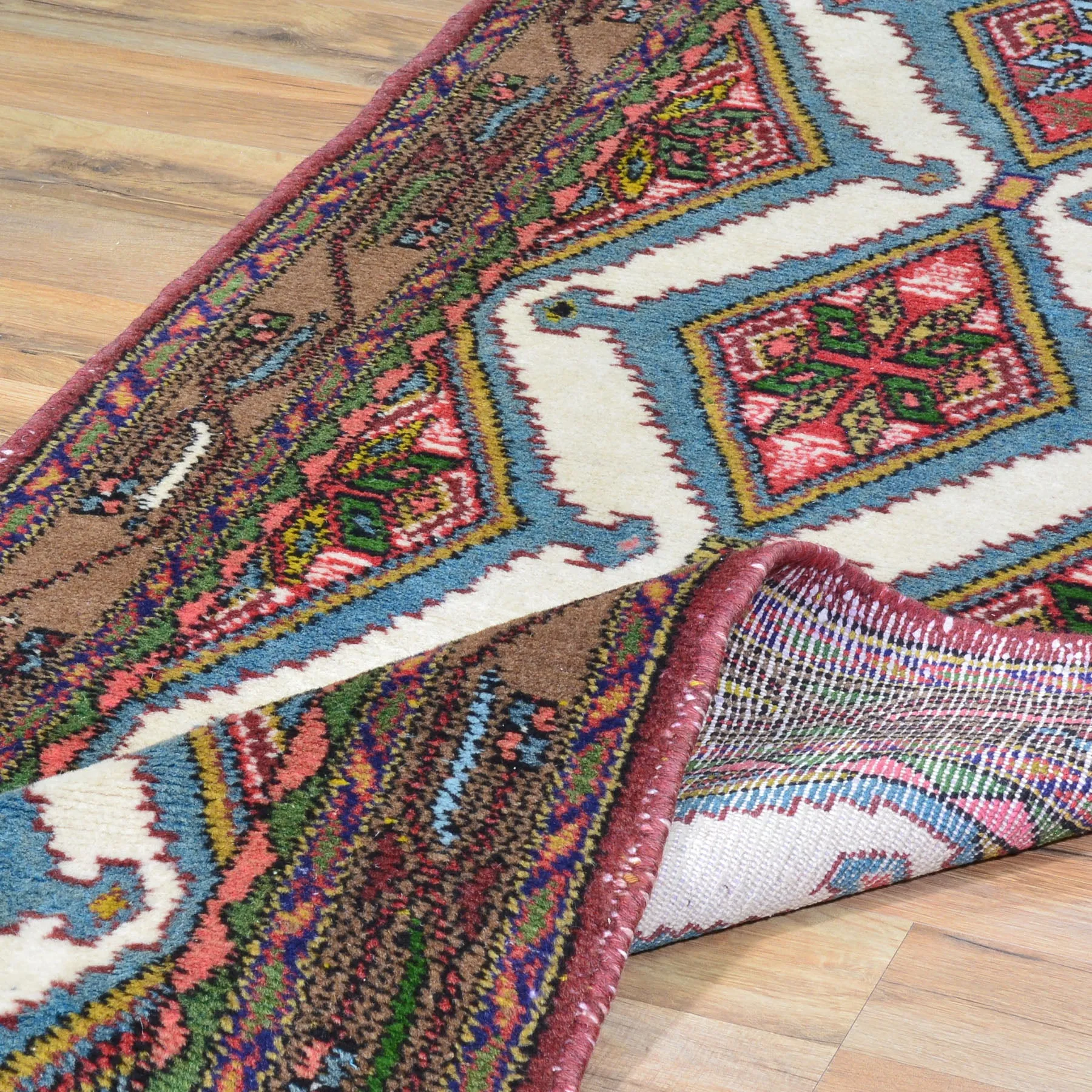 Hand-Knotted Vintage Tribal Rug 100% Wool Handmade (Size 2.7 X 9.1) Brral-2760
