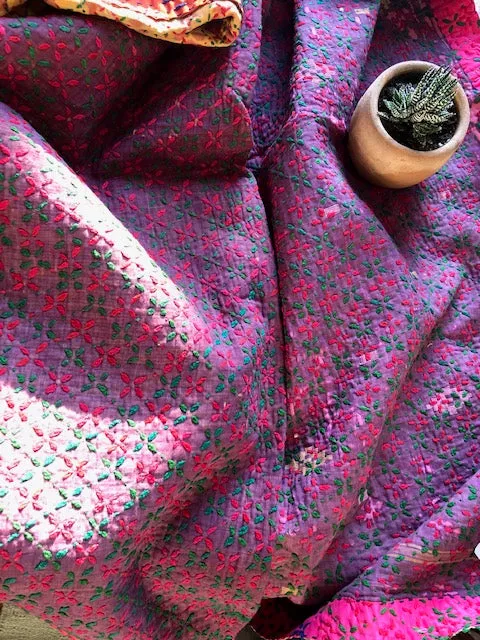 Hand-stitched Cotton Blanket / Bed Cover
