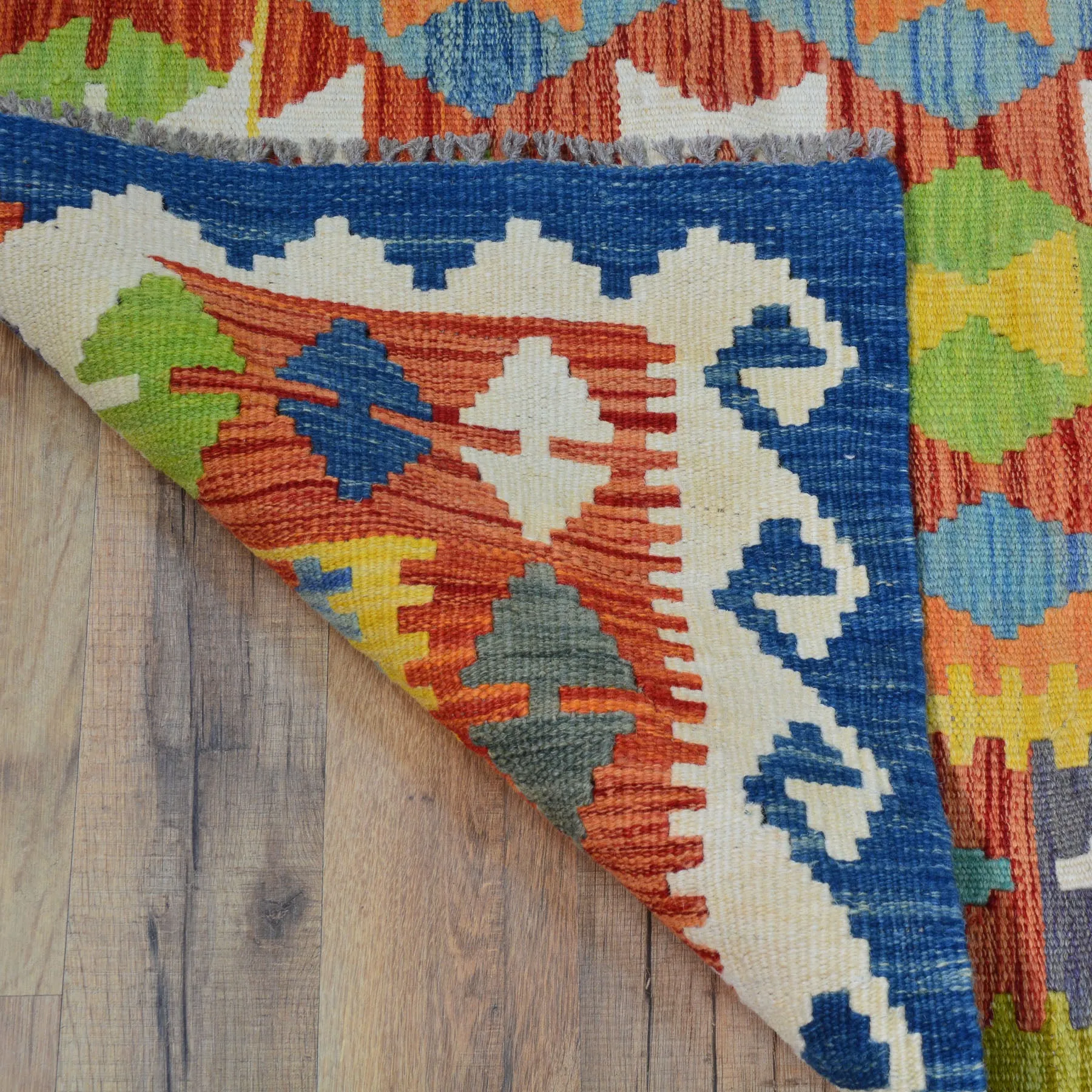 Hand-Woven Reversible Momana Kilim Handmade Wool Rug (Size 2.10 X 13.1) Cwral-10656