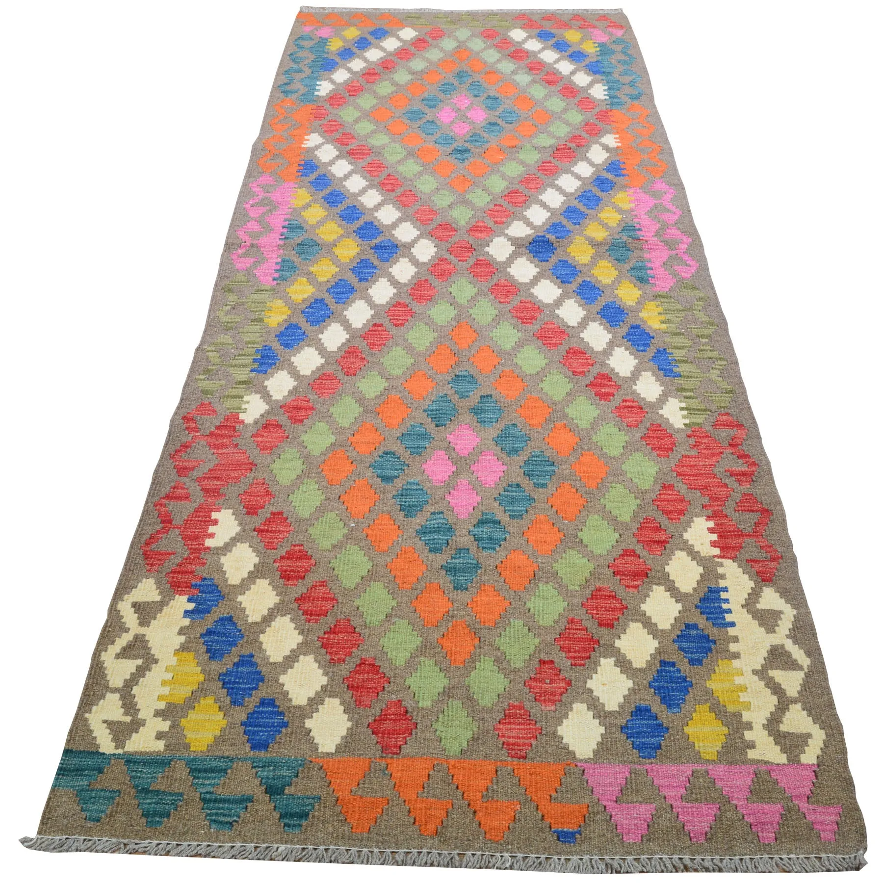 Hand-Woven Reversible Momana Kilim Handmade Wool Rug (Size 2.11 X 9.5) Cwral-10677