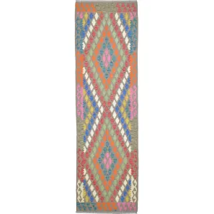 Hand-Woven Reversible Momana Kilim Handmade Wool Rug (Size 2.11 X 9.5) Cwral-10677