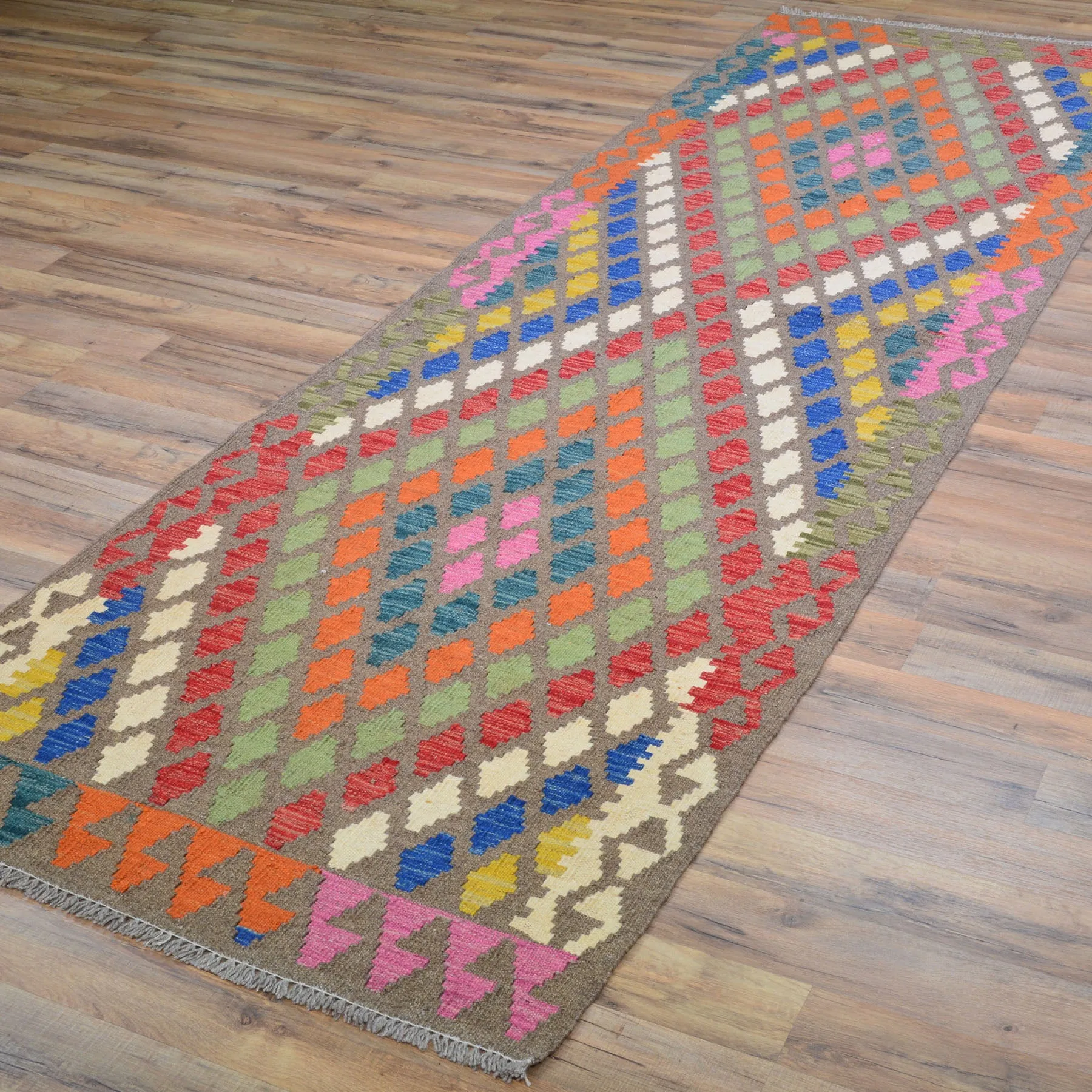 Hand-Woven Reversible Momana Kilim Handmade Wool Rug (Size 2.11 X 9.5) Cwral-10677