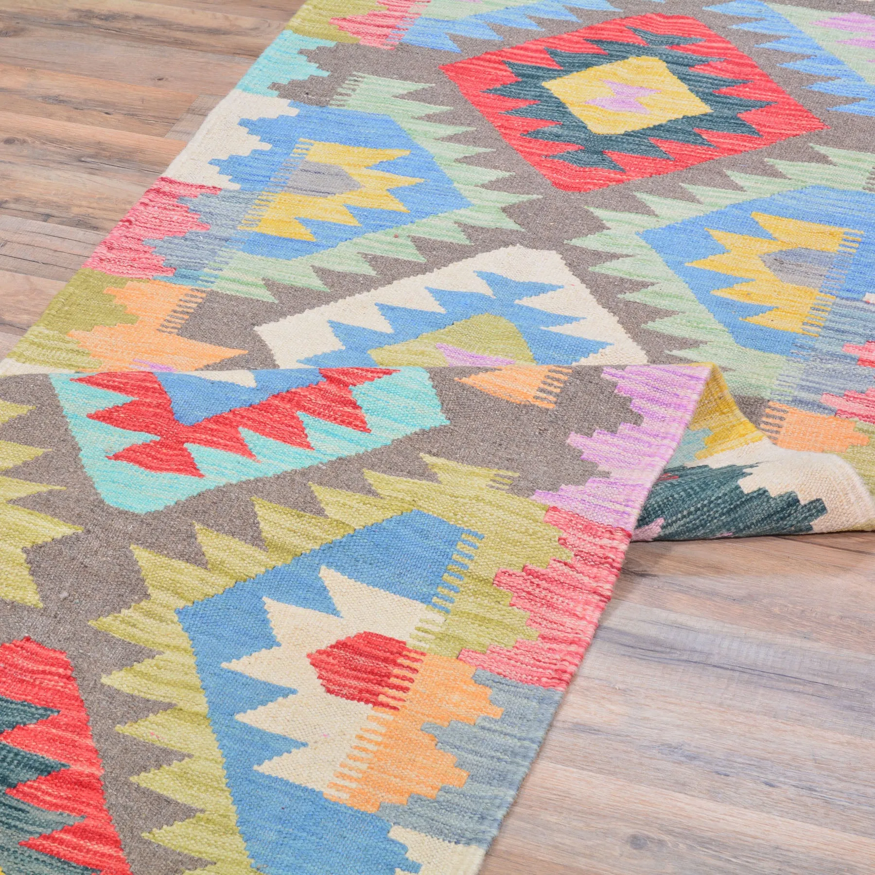 Hand-Woven Reversible Momana Kilim Handmade Wool Rug (Size 2.7 X 7.11) Cwral-10695