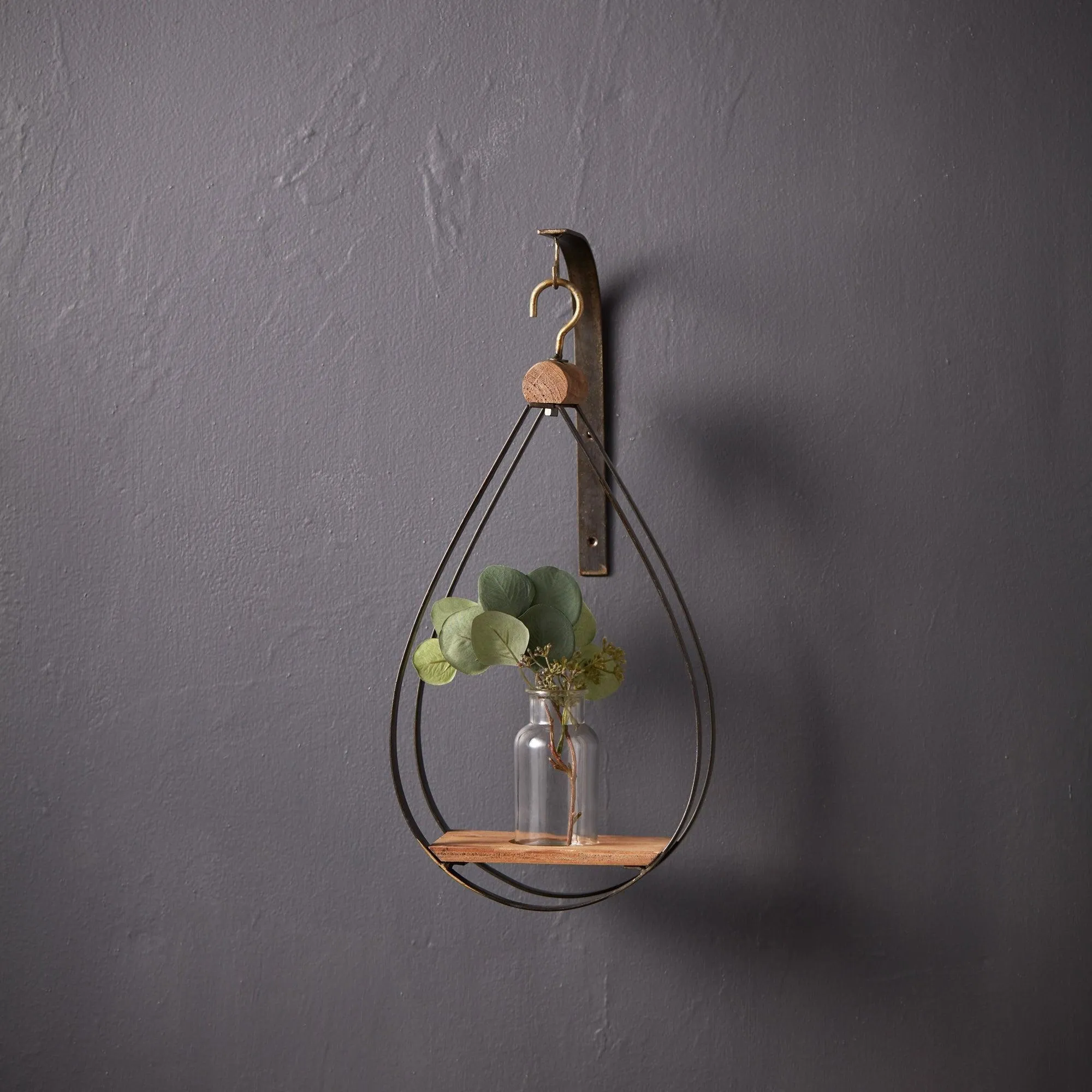 Hanging Bottle Vase in Teardrop Frame (Set of 2)