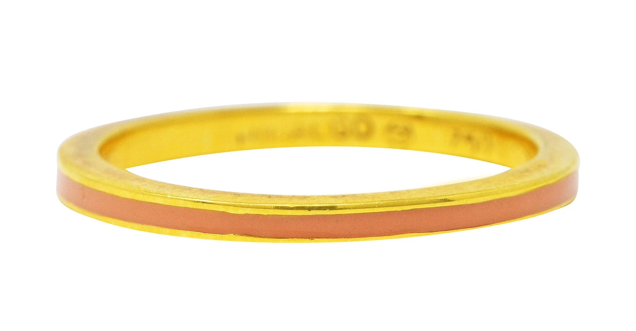Hidalgo Vintage Peach Enamel 18 Karat Yellow Gold Eternity Band Stack Ring
