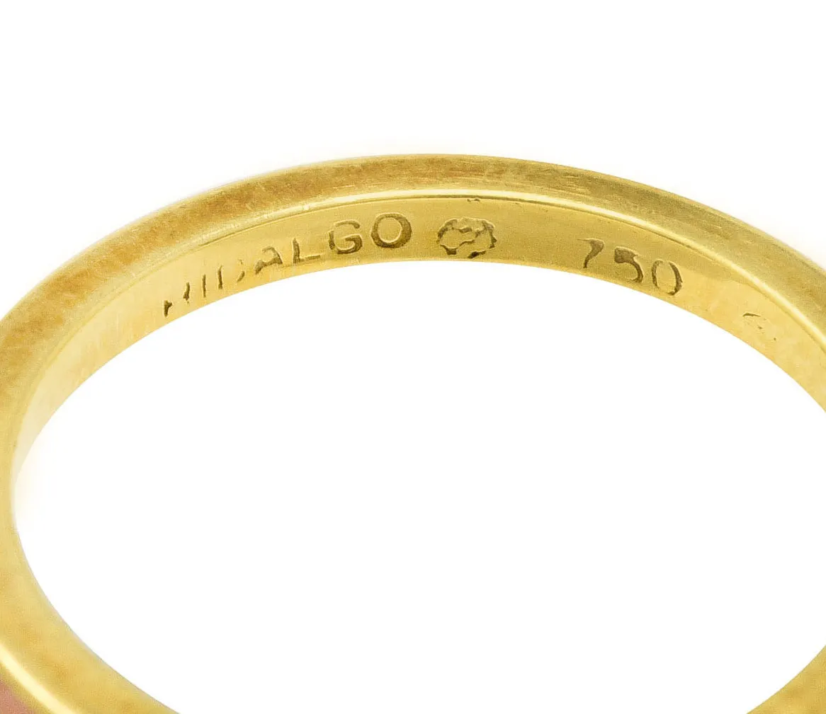 Hidalgo Vintage Peach Enamel 18 Karat Yellow Gold Eternity Band Stack Ring