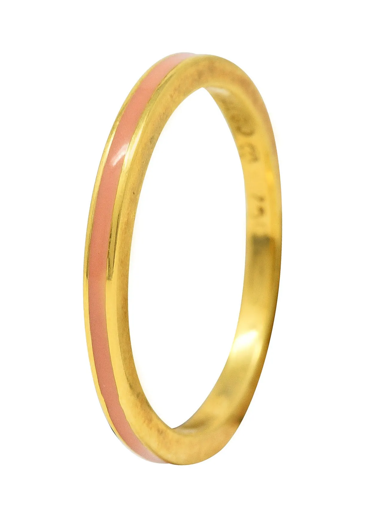 Hidalgo Vintage Peach Enamel 18 Karat Yellow Gold Eternity Band Stack Ring