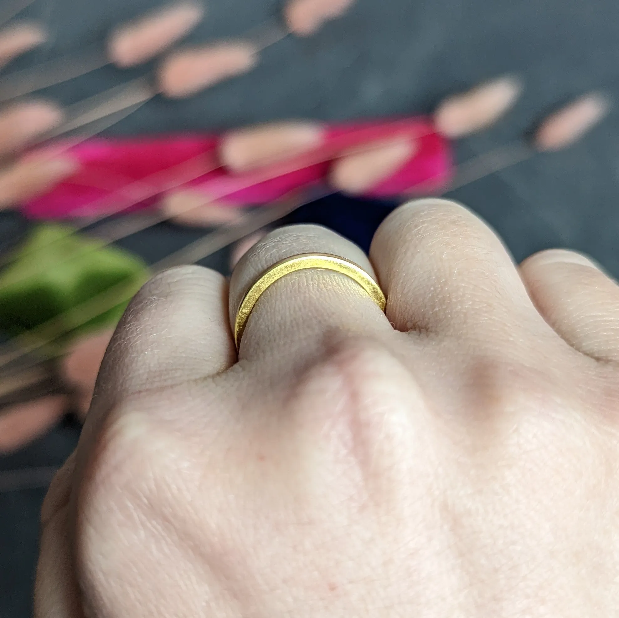 Hidalgo Vintage Peach Enamel 18 Karat Yellow Gold Eternity Band Stack Ring