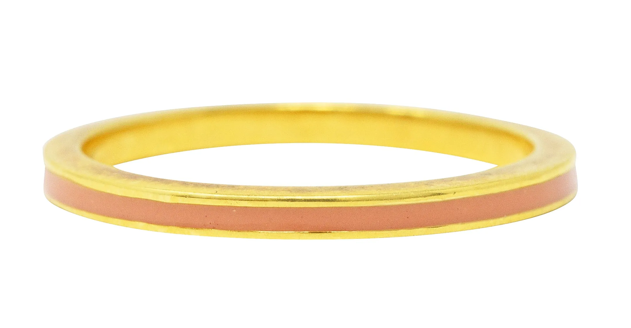 Hidalgo Vintage Peach Enamel 18 Karat Yellow Gold Eternity Band Stack Ring