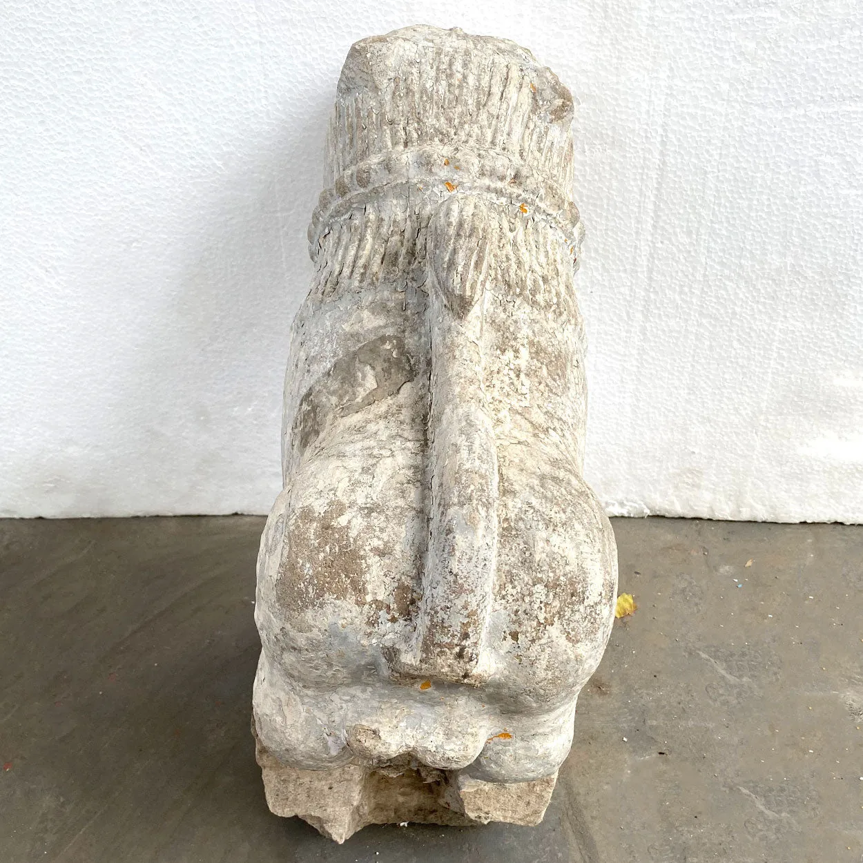 Indian Painted Limestone Vyala Animal Form Architectural Bracket