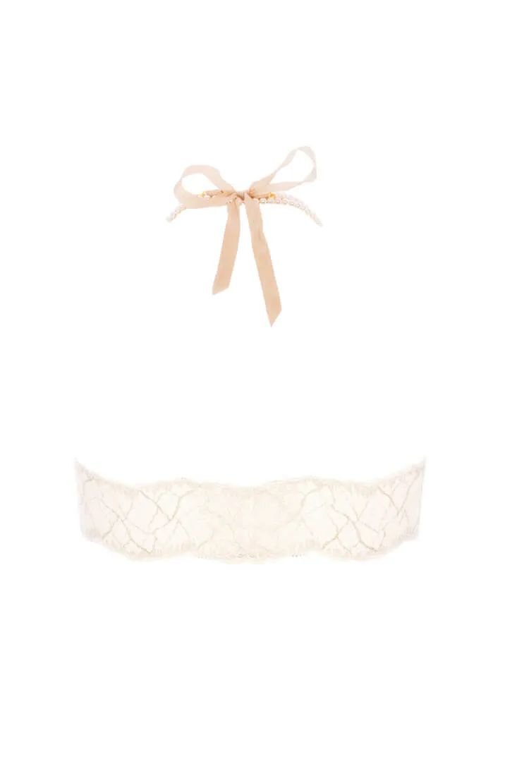 Ivory bralette with pearl strand - Sydney Bra