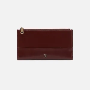 Jill Large Bifold Wallet In Polished Leather - Chocolate