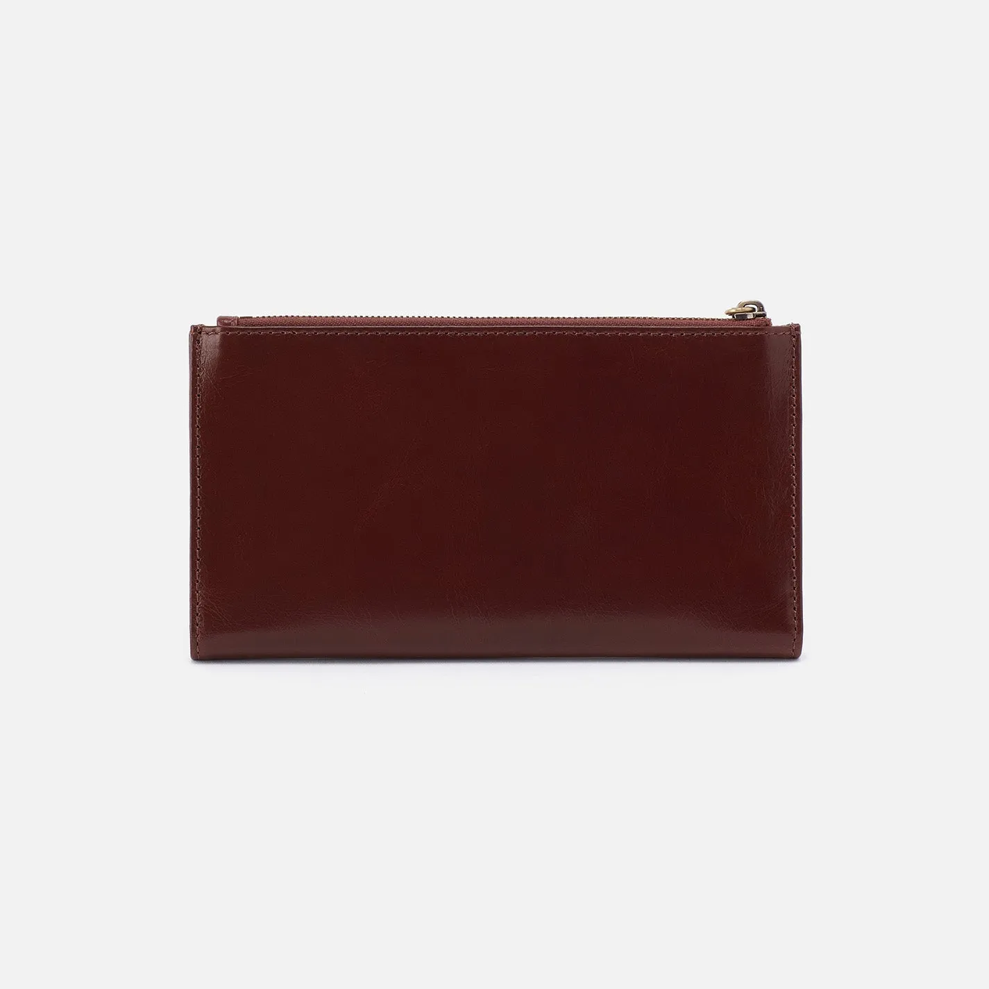 Jill Large Bifold Wallet In Polished Leather - Chocolate