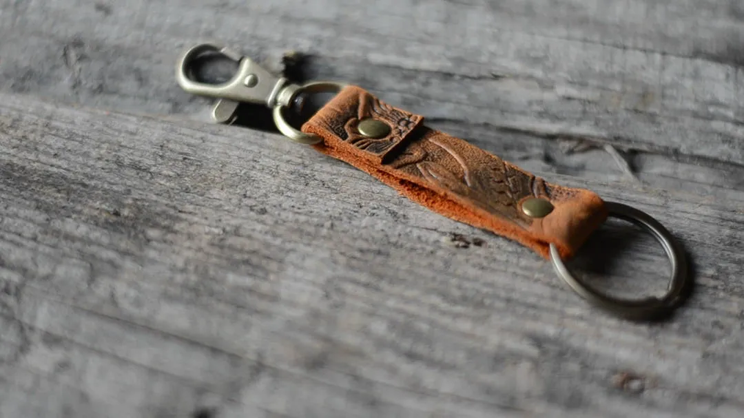 JJNUSA Leather keychain, leather keyring leather key fob key clip  Leather Men's Simple  ClipKeychain Leather  for Gifts