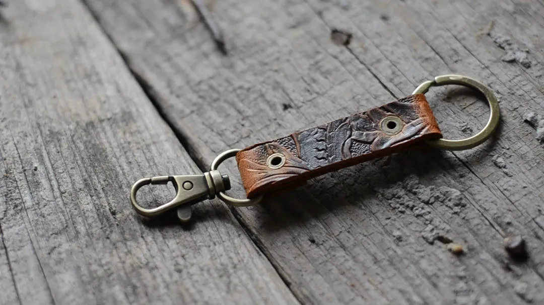 JJNUSA Leather keychain, leather keyring leather key fob key clip  Leather Men's Simple  ClipKeychain Leather  for Gifts