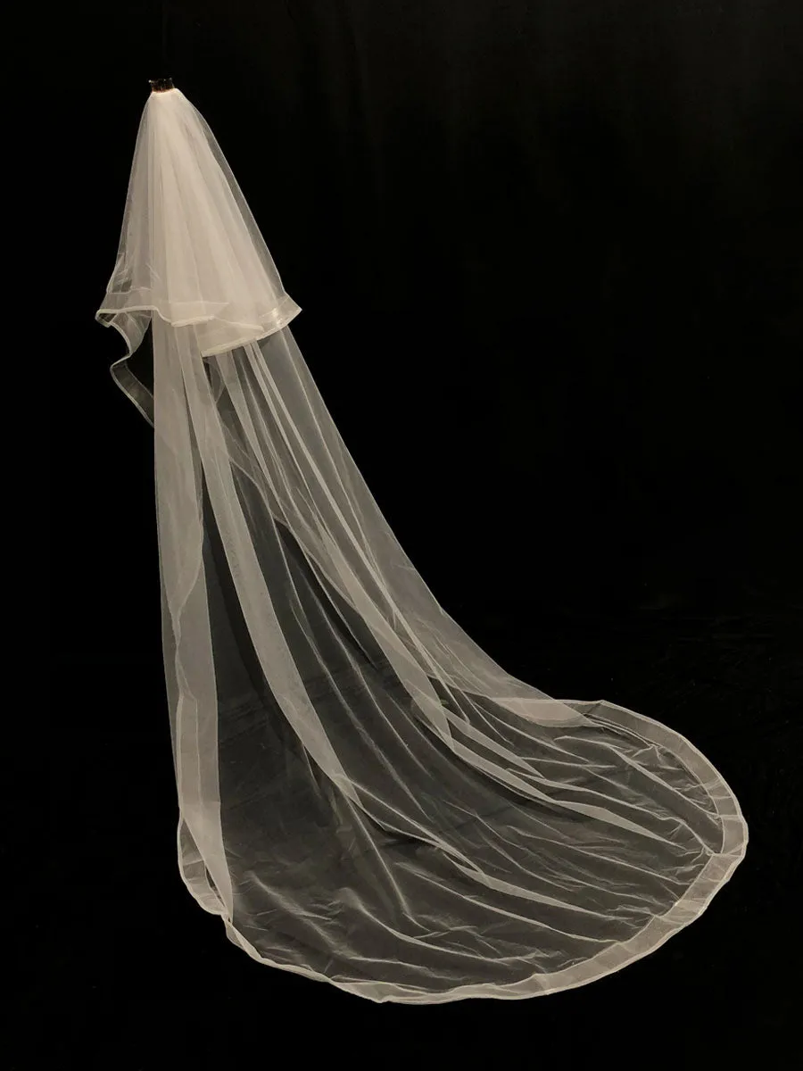 Lace One-Tier Tulle Veils Applique Waterfall Wedding Veils