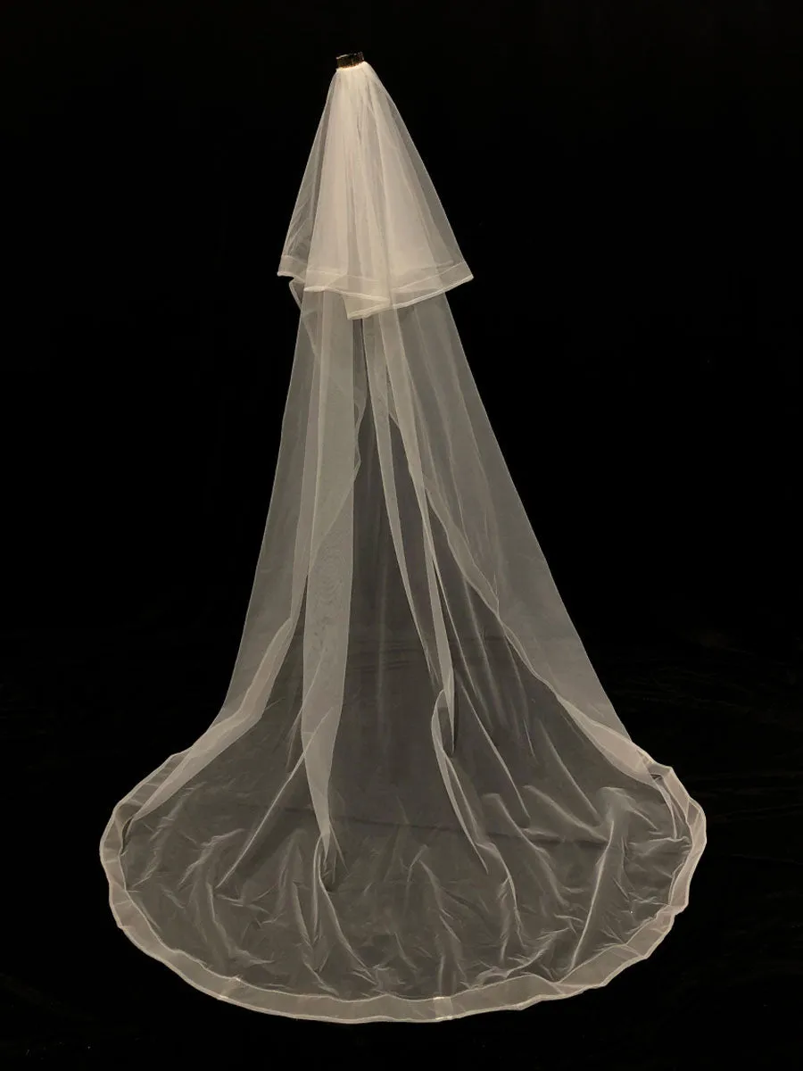 Lace One-Tier Tulle Veils Applique Waterfall Wedding Veils