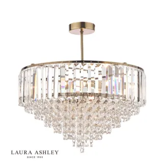 Laura Ashley Vienna Crystal & Antique Brass LA3637913-Q 5 Light Semi Flush Ceiling Light