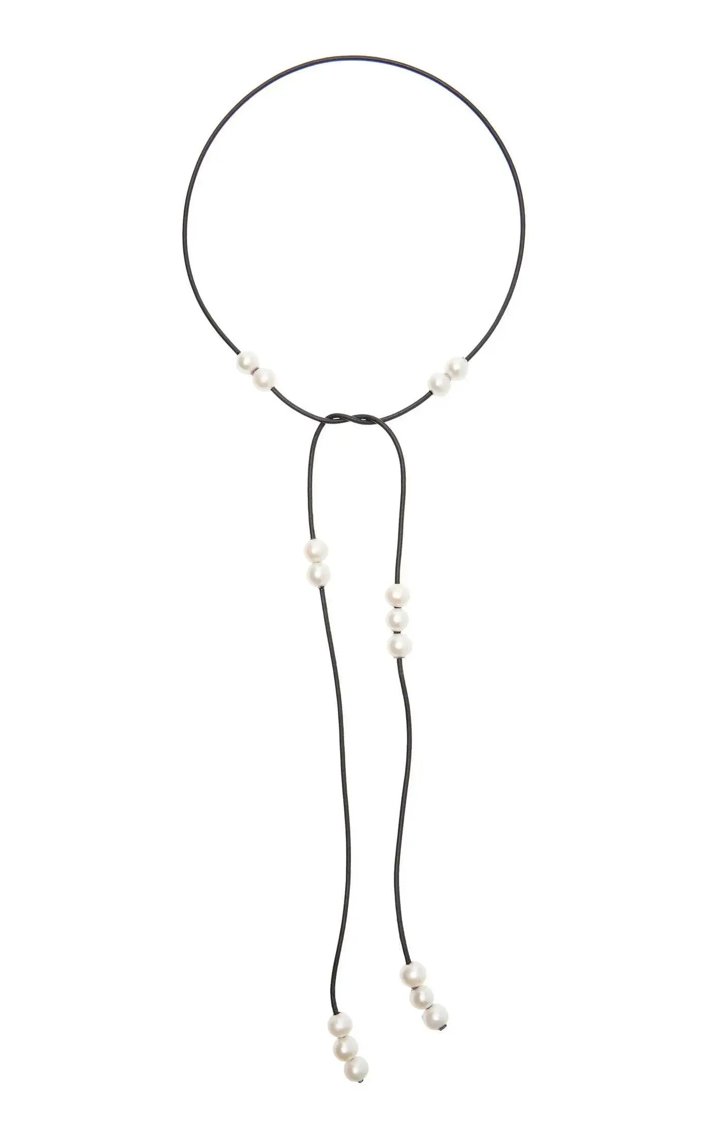 Leather and Scattered Pearl Lariat (Multiple Colors)