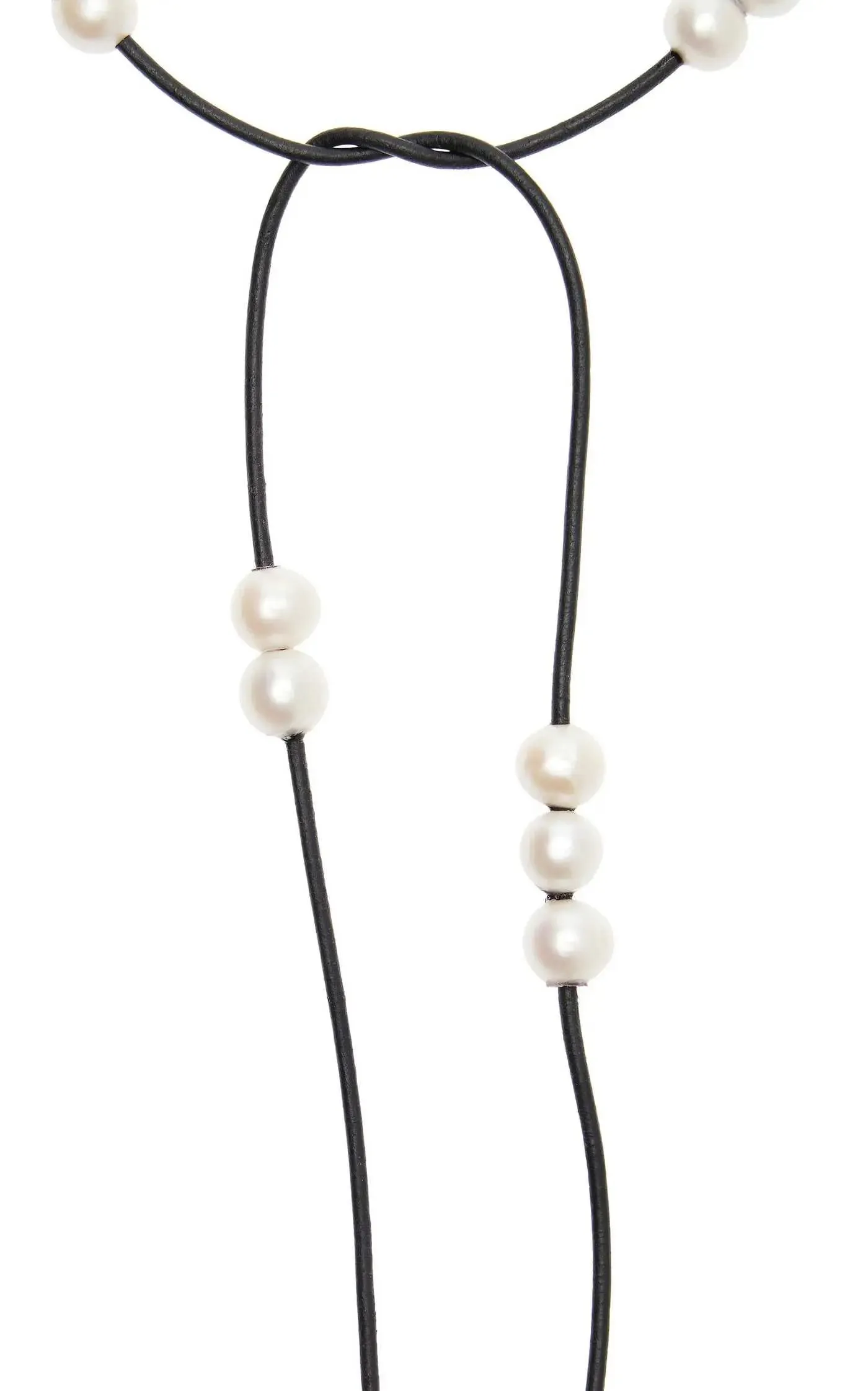 Leather and Scattered Pearl Lariat (Multiple Colors)