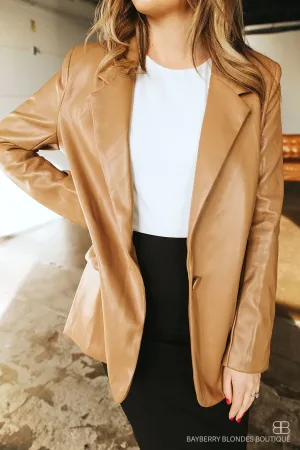 Leather Blazer-Tan