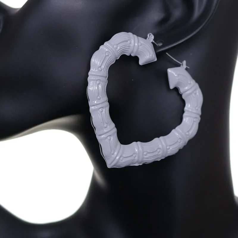 Light Gray Heart Shaped Bamboo Earrings