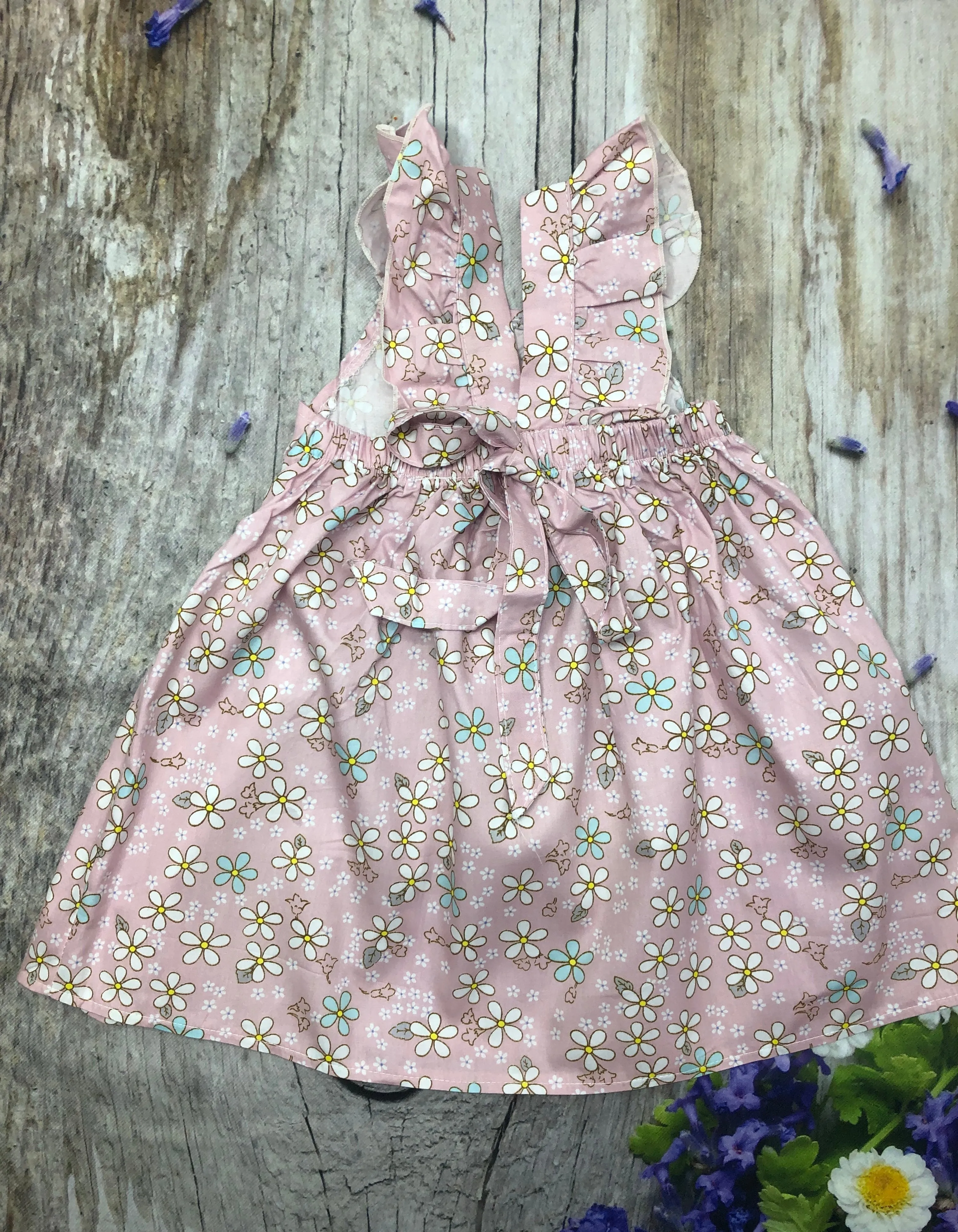 Lilac floral cross back ruffle dress
