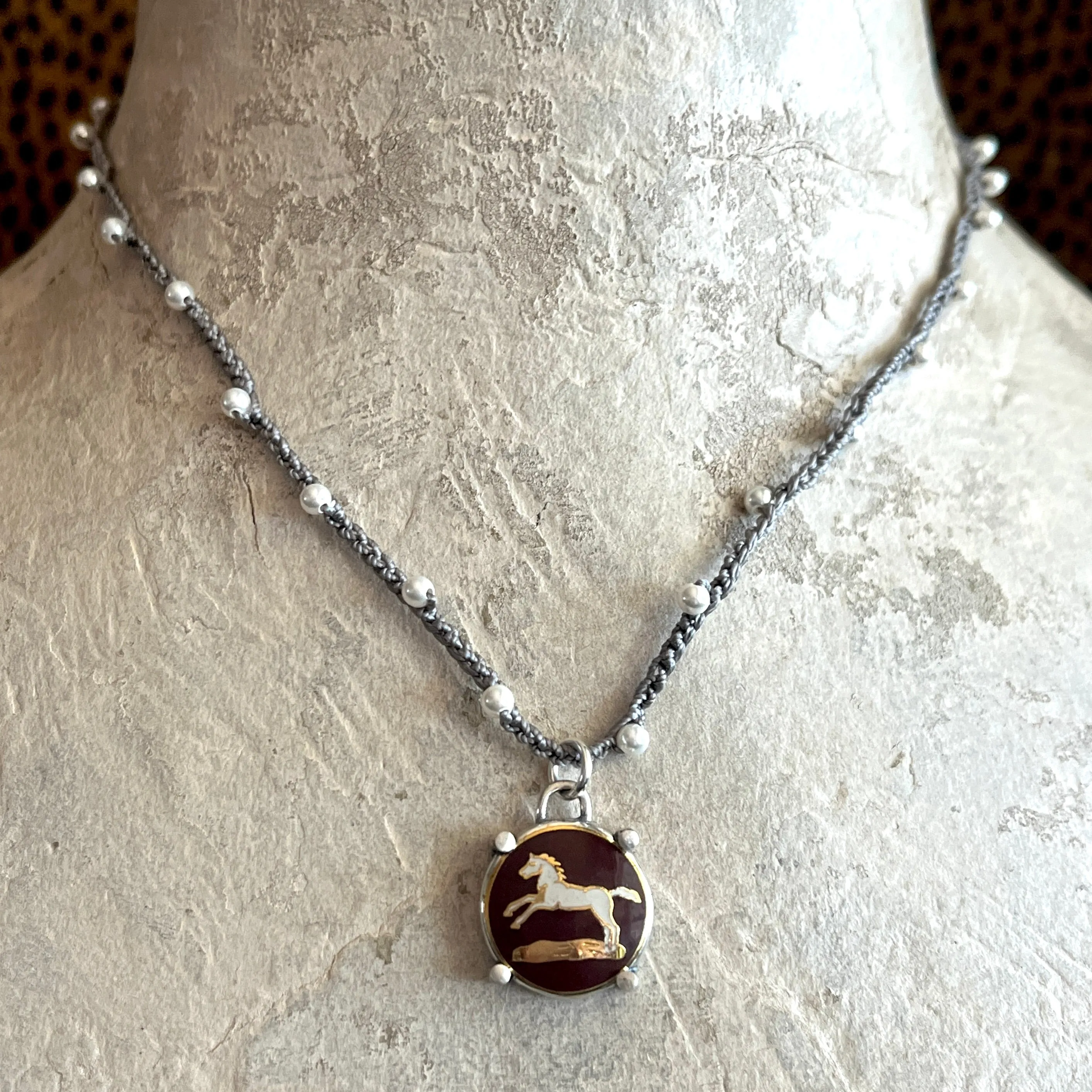 Little Lovely Chocolate Enamel Horse Necklace