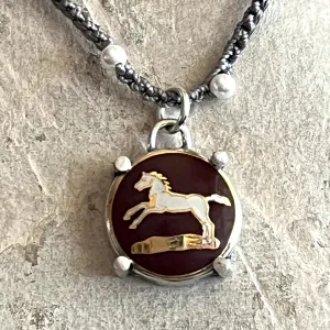 Little Lovely Chocolate Enamel Horse Necklace