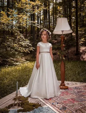 Ljubljana - Simple White Communion Dress FINAL SALE