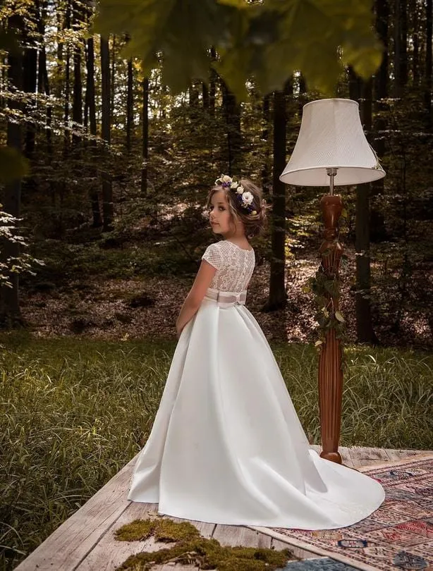 Ljubljana - Simple White Communion Dress FINAL SALE
