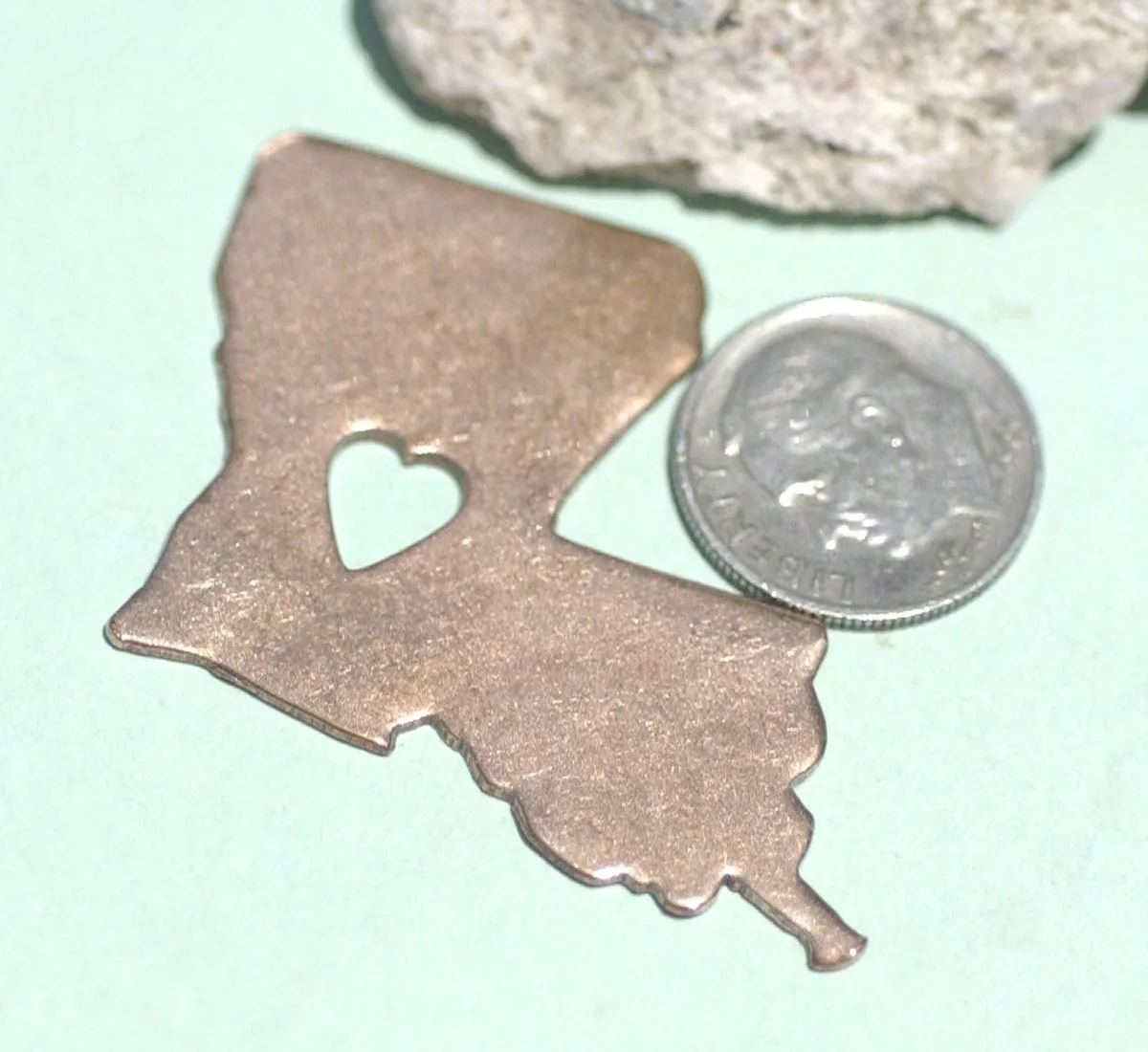 Louisiana State with Tiny Long Heart Blanks Cutout for Metalworking for Enameling Metalworking Blank Variety of Metals  - 4 Pieces