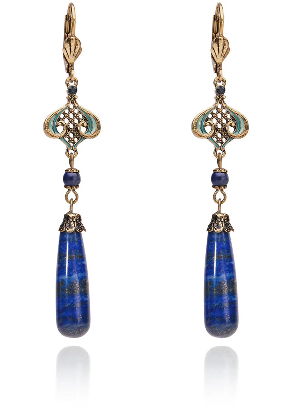 Love Vintage Lapis Natural Stone 20's Earrings Purple
