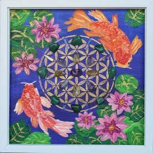 Lucky Koi Crystal Grid Painting