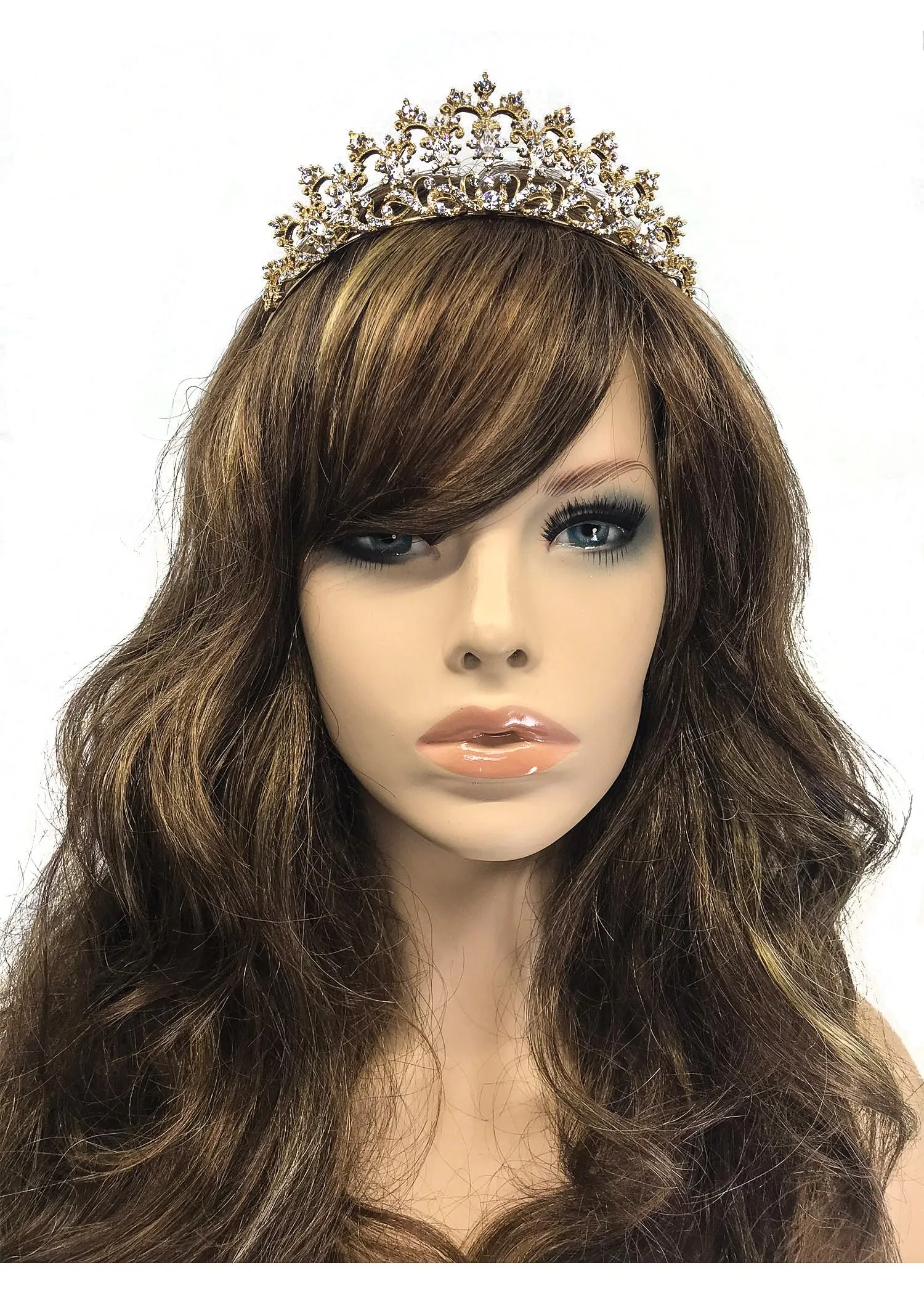 Lynette Vintage Filigree Crystal Gold Tiara