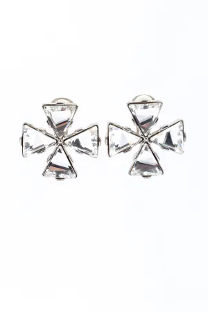 Maltese Crystal Cross Earrings