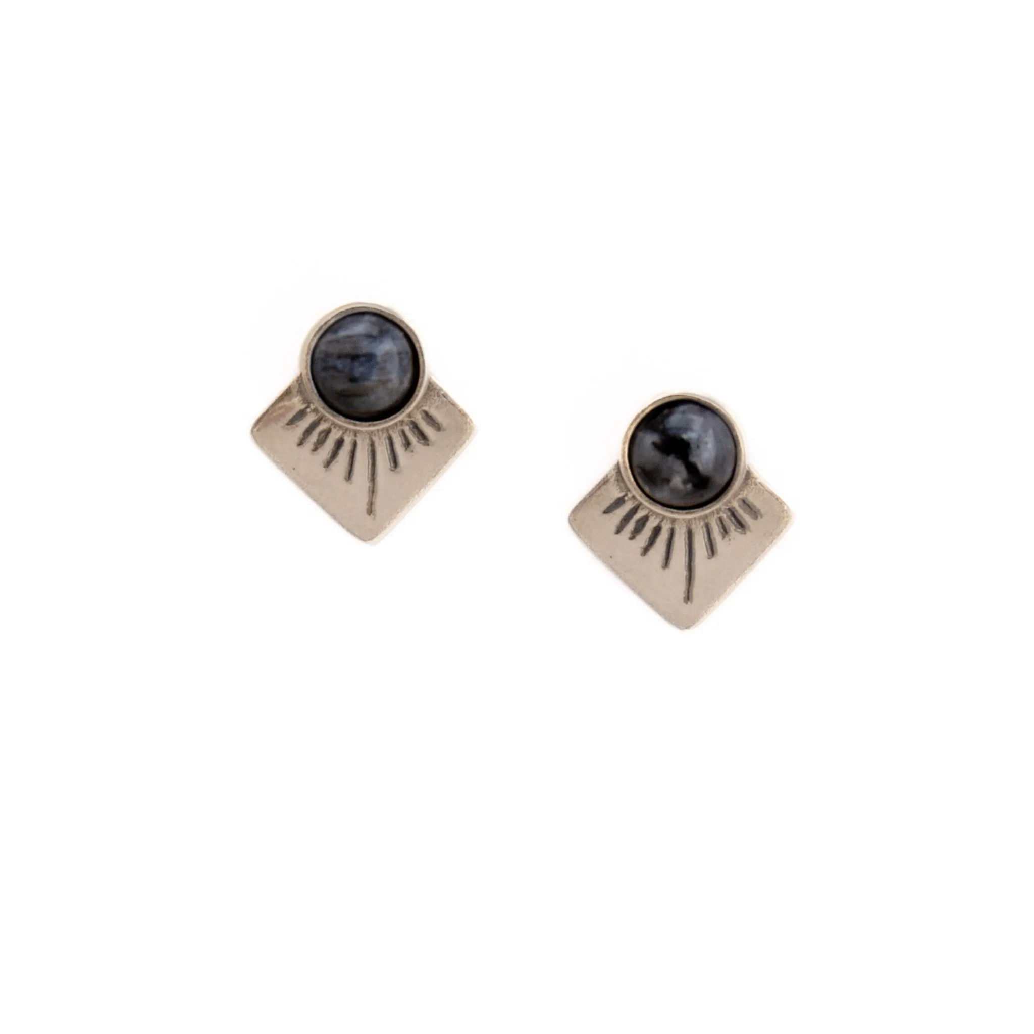 Marisol Studs | Sterling Silver in Black Spectrolite,