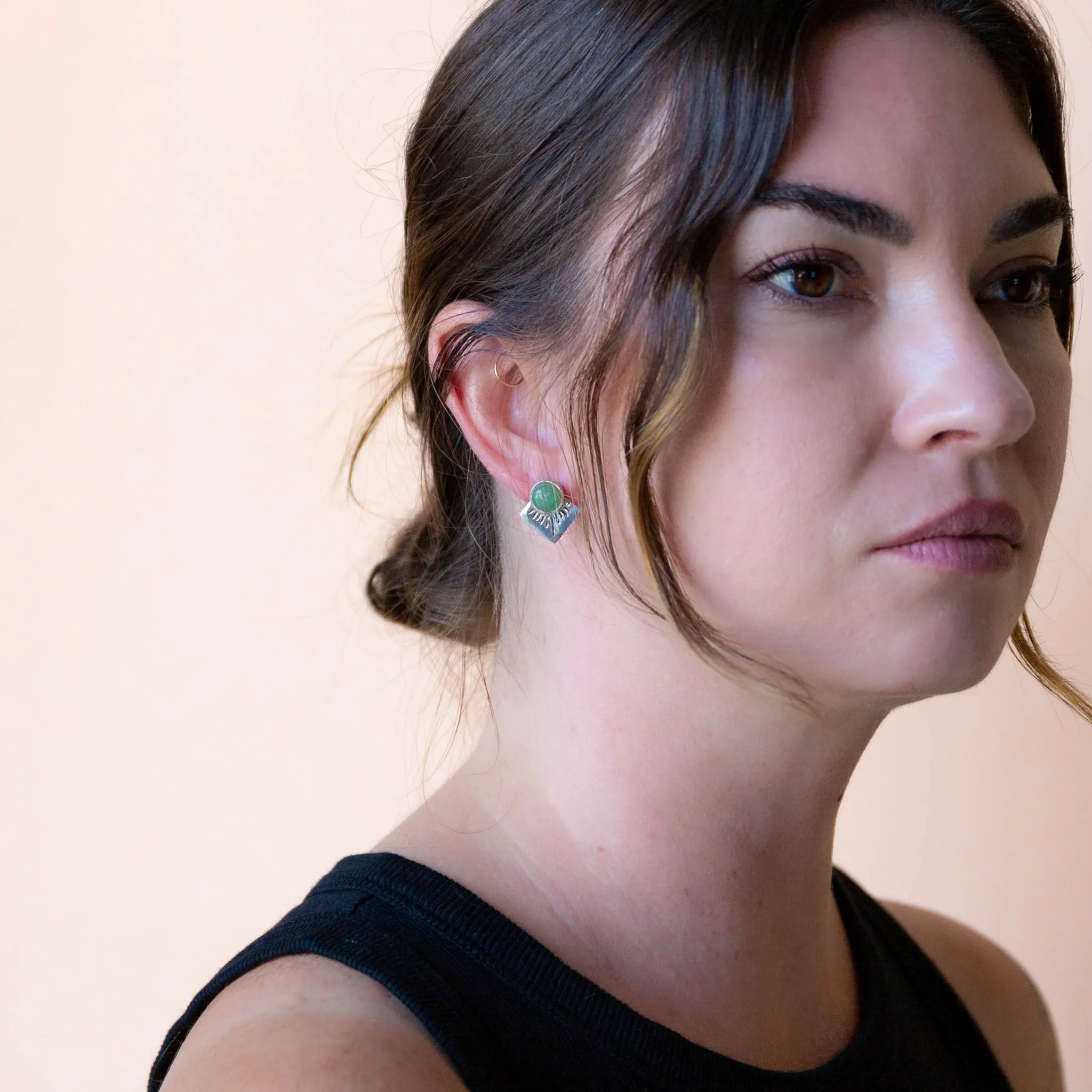 Marisol Studs | Sterling Silver in Black Spectrolite,