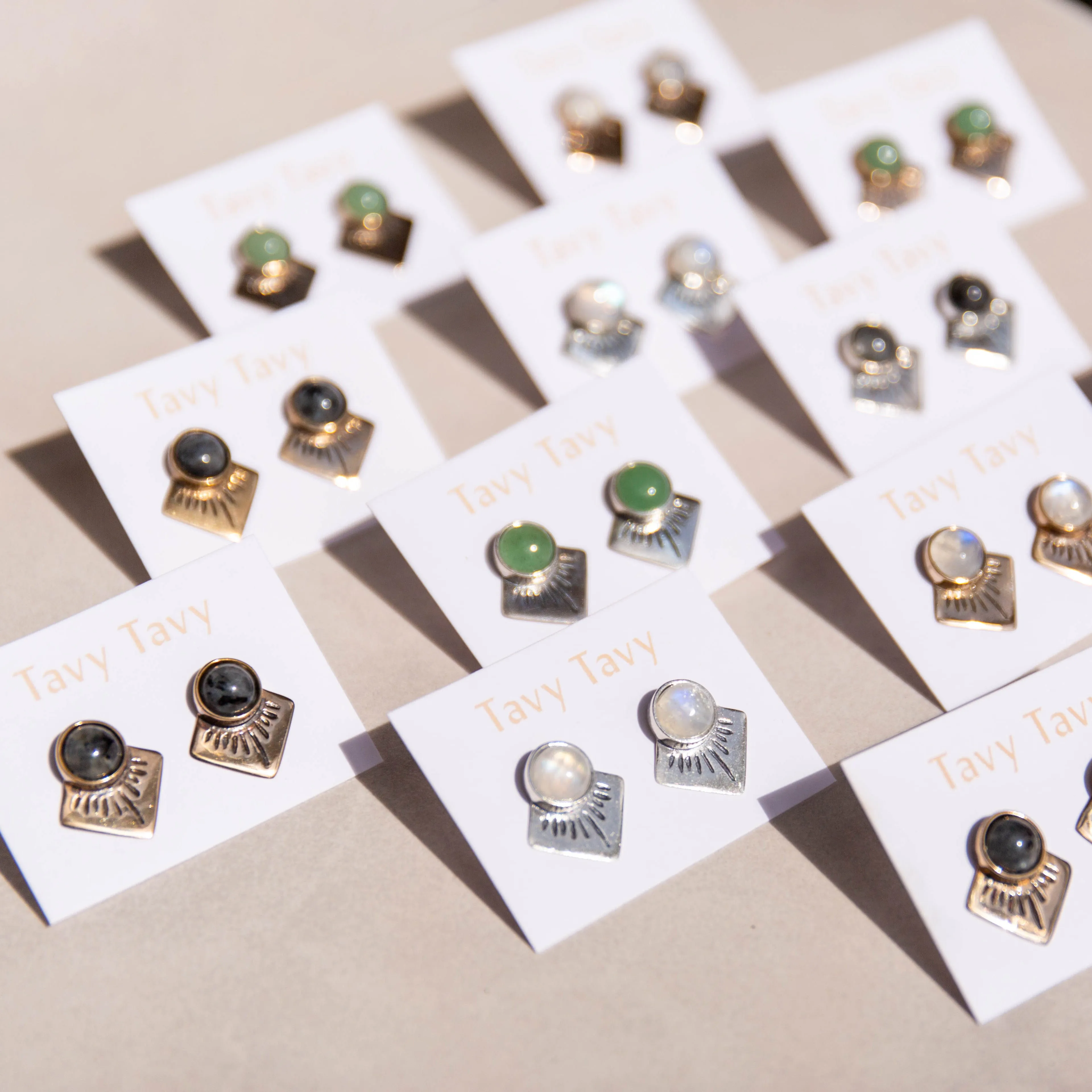 Marisol Studs | Sterling Silver in Black Spectrolite,