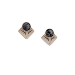 Marisol Studs | Sterling Silver in Black Spectrolite,
