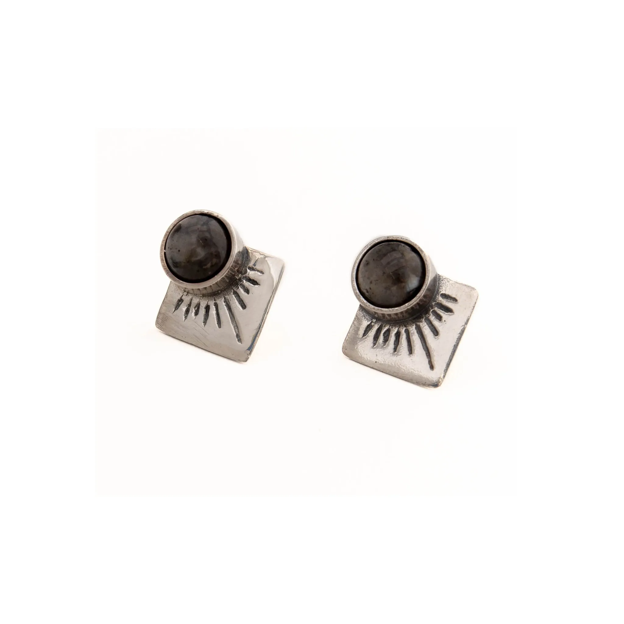 Marisol Studs | Sterling Silver in Black Spectrolite,