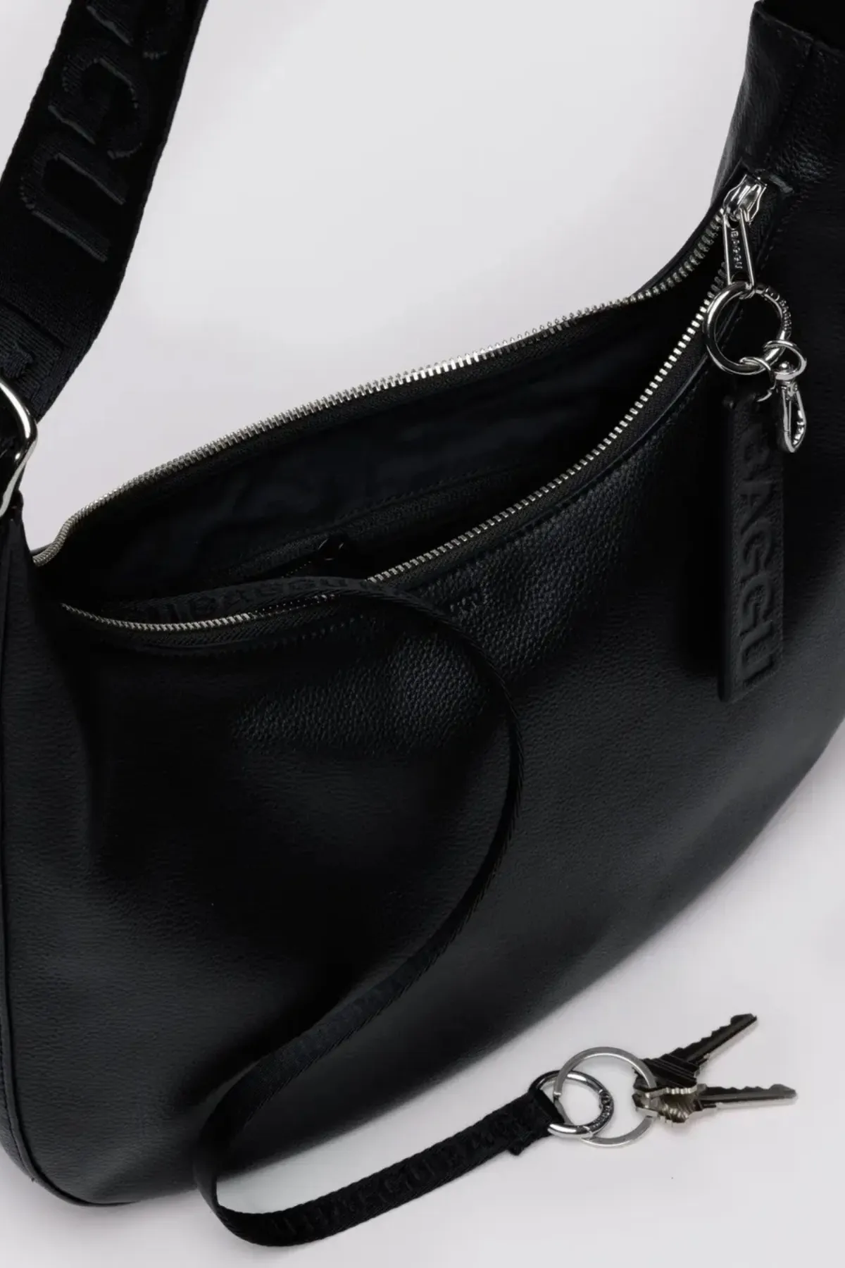 Medium Recycled Leather Crescent Bag