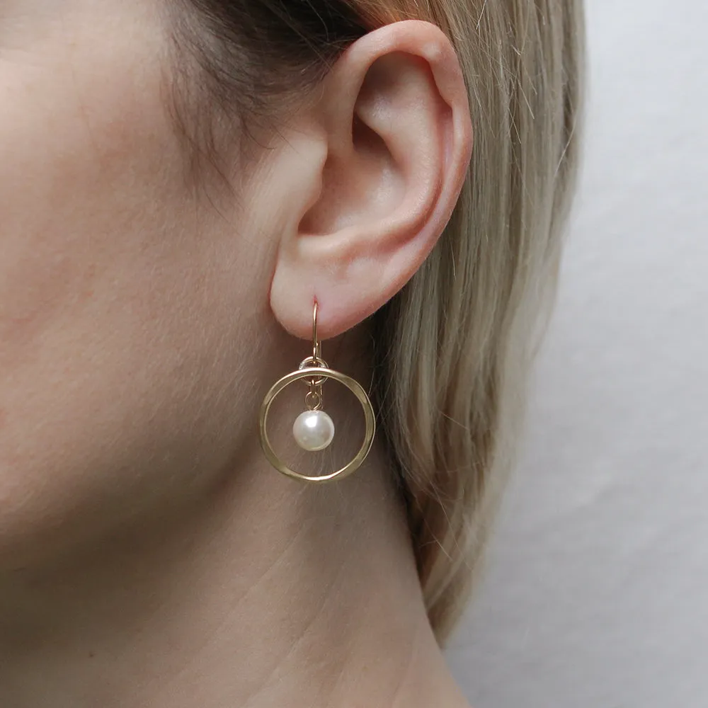 Medium Ring with Hanging Pearl Wire Earring