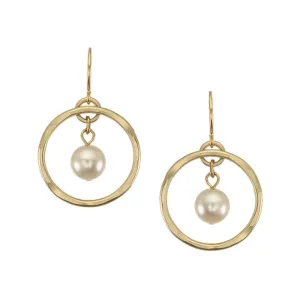 Medium Ring with Hanging Pearl Wire Earring
