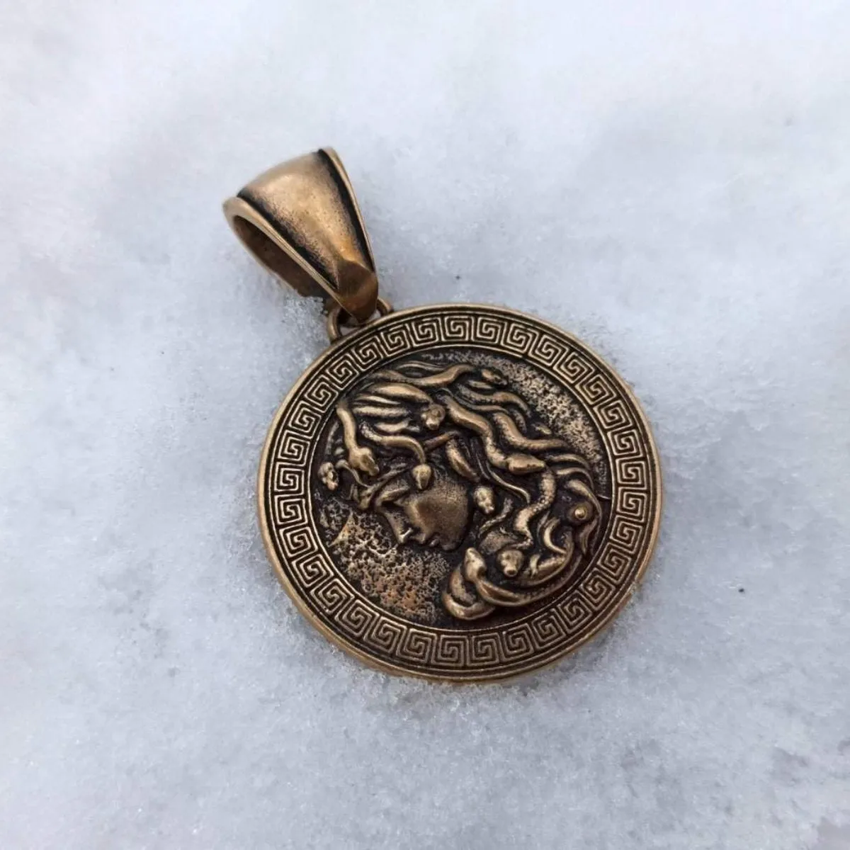 Medusa Gorgon bronze pendant