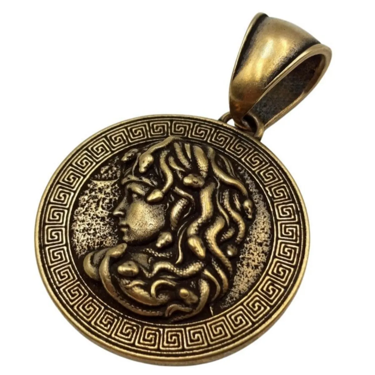 Medusa Gorgon bronze pendant