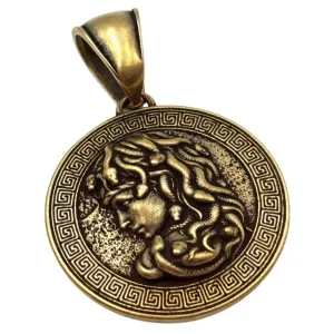Medusa Gorgon bronze pendant