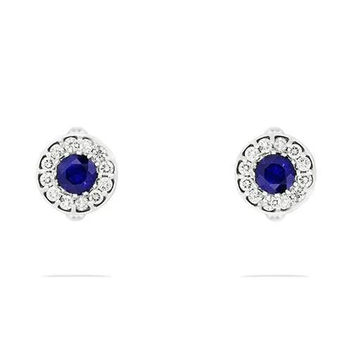 Mens Diamond and Sapphire Cufflinks in 14k White Gold 6.39 Ctw