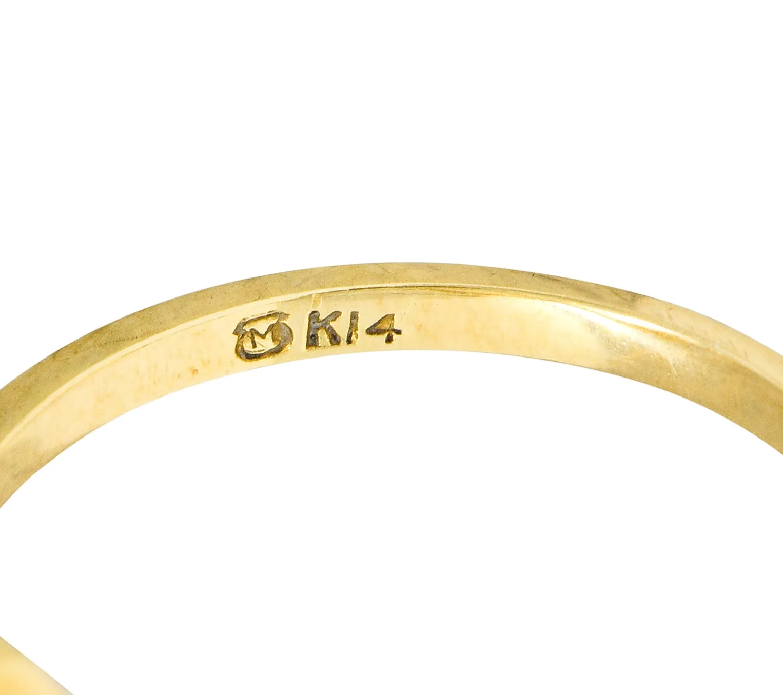Mikimoto Vintage Cultured Pearl 14 Karat Gold Three Stone Ring